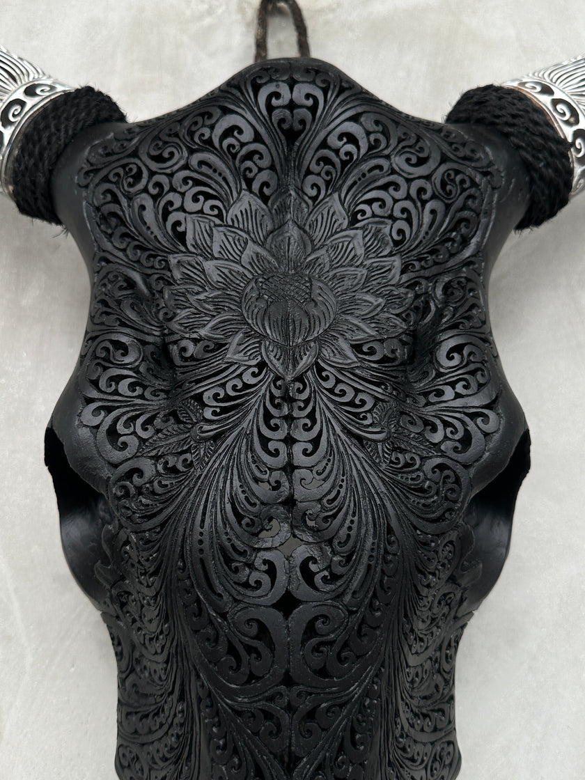 Cow & Horns Carved Big Lotus - Skull,A/040