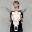Fully carved cow skulls with Flower Of life Carving Skull,A/080