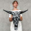 Black & Silver Mosaic Cow Skull | Taxidermy Wall Art for Modern Boho or Western Decor