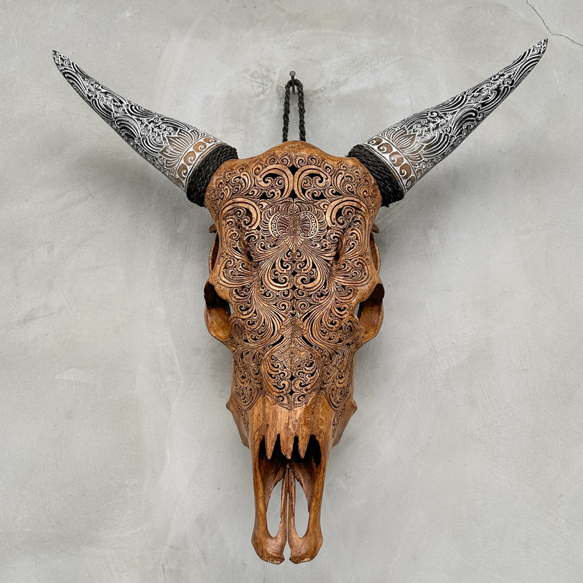 Fully carved cow skulls with Small Lotus Carving Skull,A/078