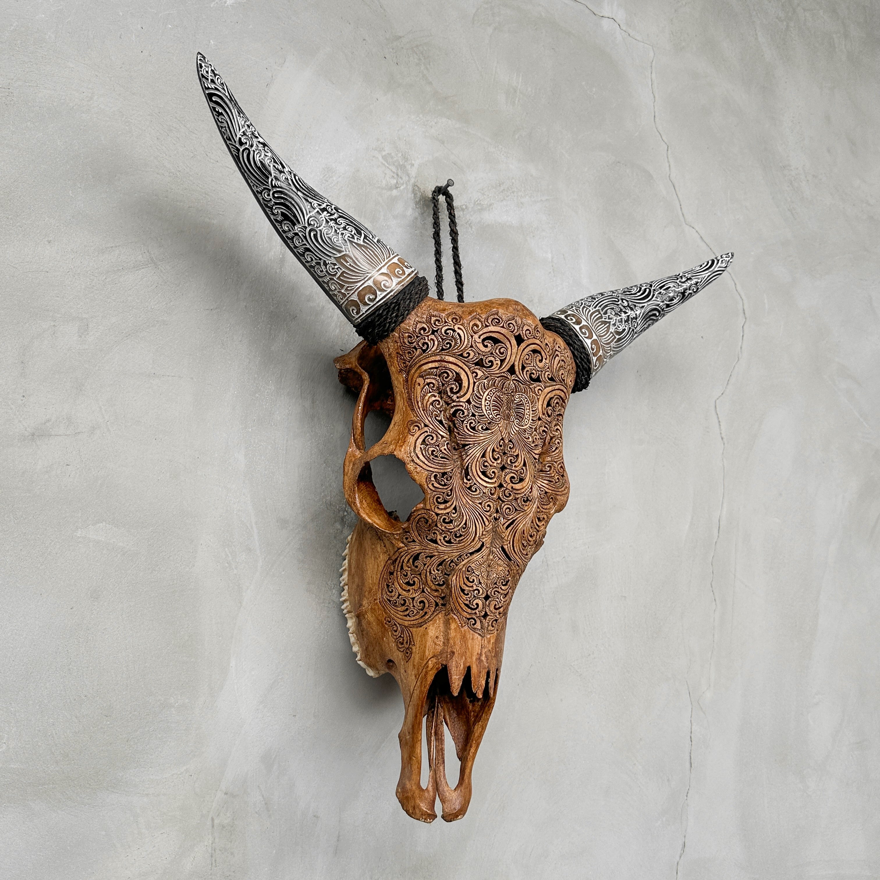 Fully carved cow skulls with Small Lotus Carving Skull,A/078