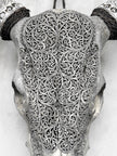 Fully carved cow skulls with Fern Carving Skull,A/085