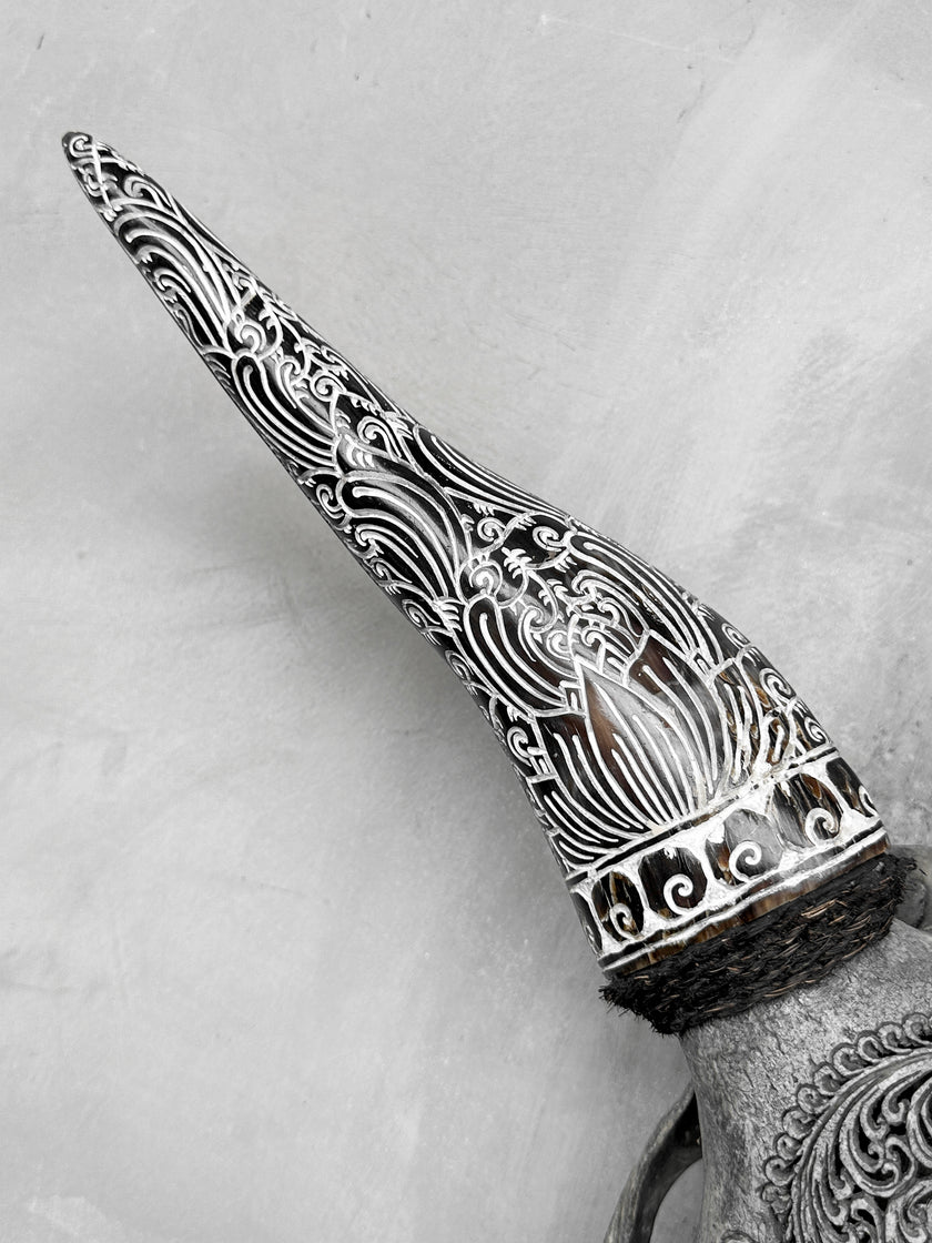 Fully carved cow skulls with Fern Carving Skull,A/085