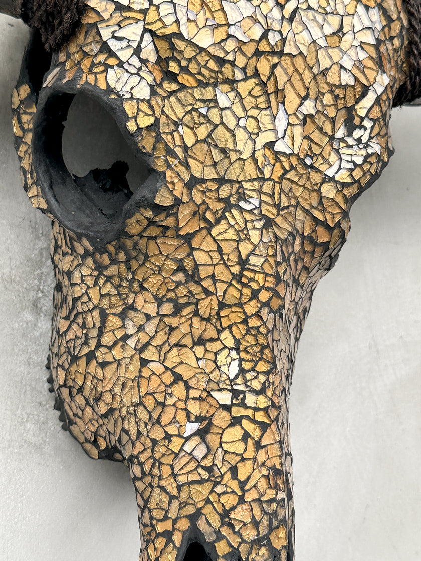 Gold Mozaic Buffalo skull | Skull,A/131