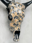 Gold Black Mosaic Cow Skull | Taxidermy Wall Art for Modern Boho or Western Decor