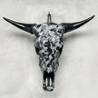 Black & Silver Mosaic Cow Skull | Taxidermy Wall Art for Modern Boho or Western Decor
