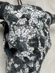 Black & Silver Mosaic Cow Skull | Taxidermy Wall Art for Modern Boho or Western Decor