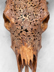 Fully carved cow skulls with Rose Carving Skull,A/086