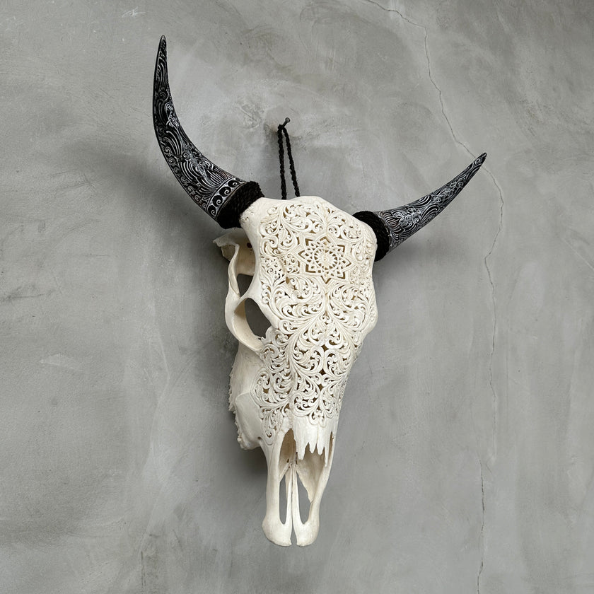 Cow & Horns Carved Star Mandala - Skull,A/034