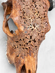 Fully carved cow skulls with Rose Carving Skull,A/086