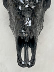 Black Mosaic Cow Skull | Taxidermy Wall Art for Modern Boho or Western Decor