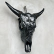 Black Mosaic Cow Skull | Taxidermy Wall Art for Modern Boho or Western Decor