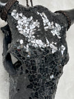 Black Mosaic Cow Skull | Taxidermy Wall Art for Modern Boho or Western Decor