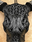 Fully carved cow skulls with Flower Of life Carving Skull,A/082