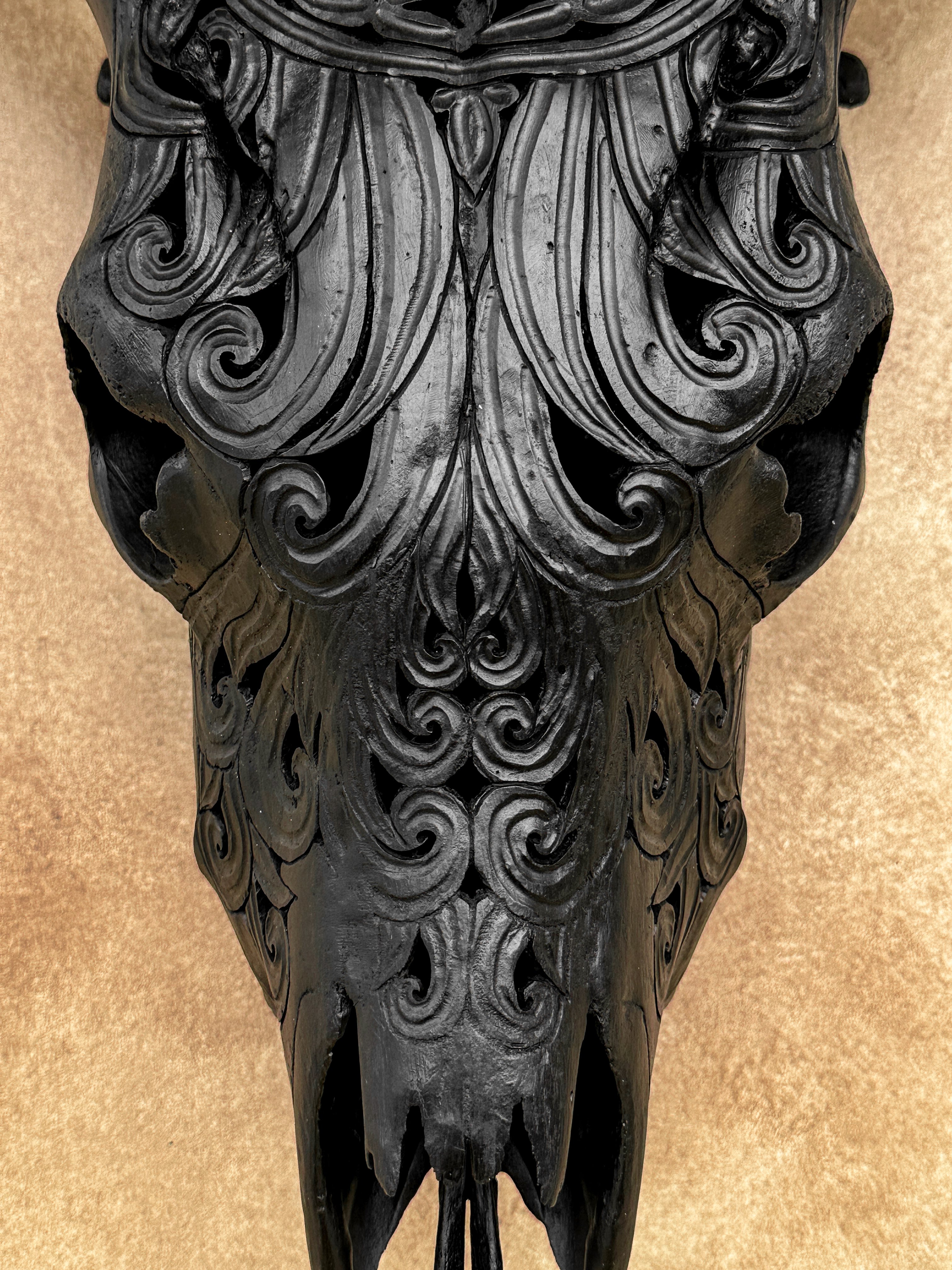 Fully carved cow skulls with Flower Of life Carving Skull,A/082