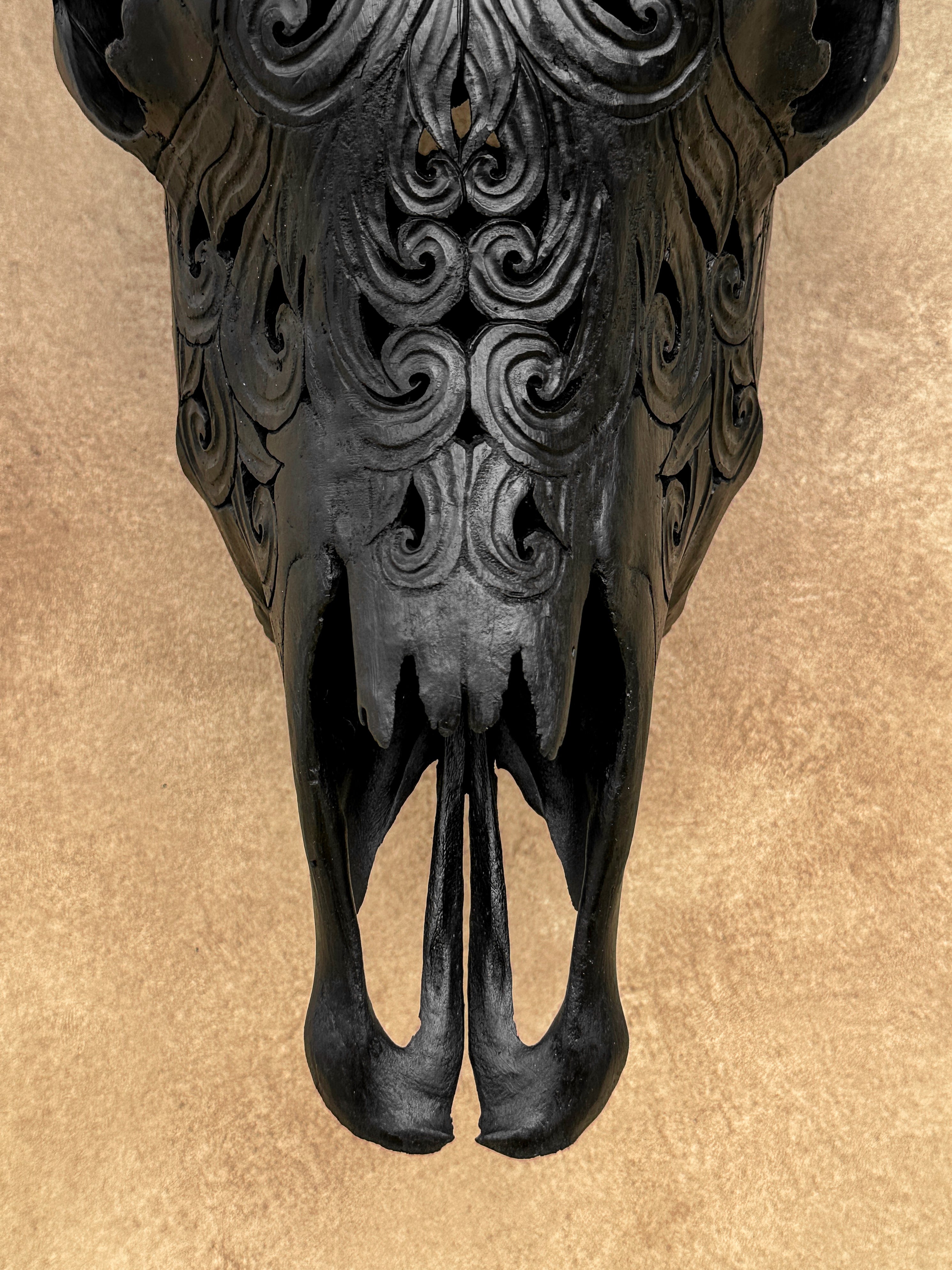 Fully carved cow skulls with Flower Of life Carving Skull,A/082