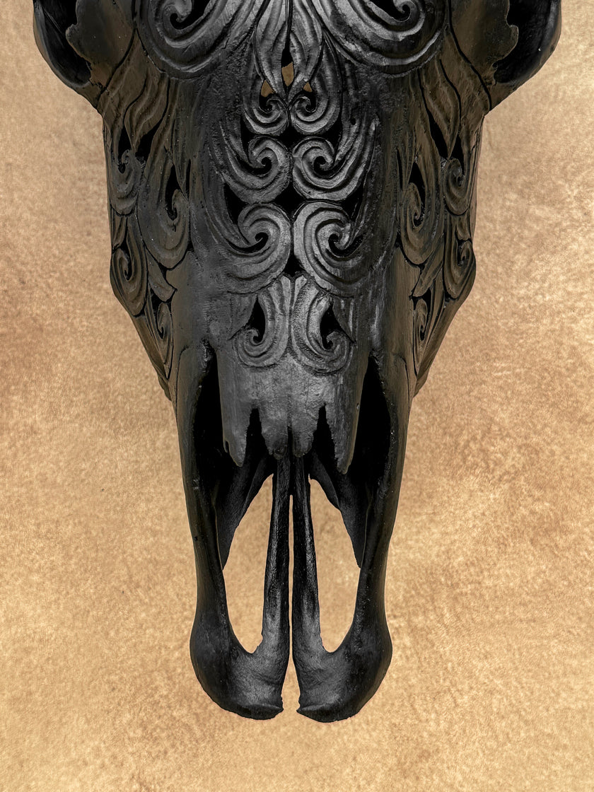 Fully carved cow skulls with Flower Of life Carving Skull,A/082