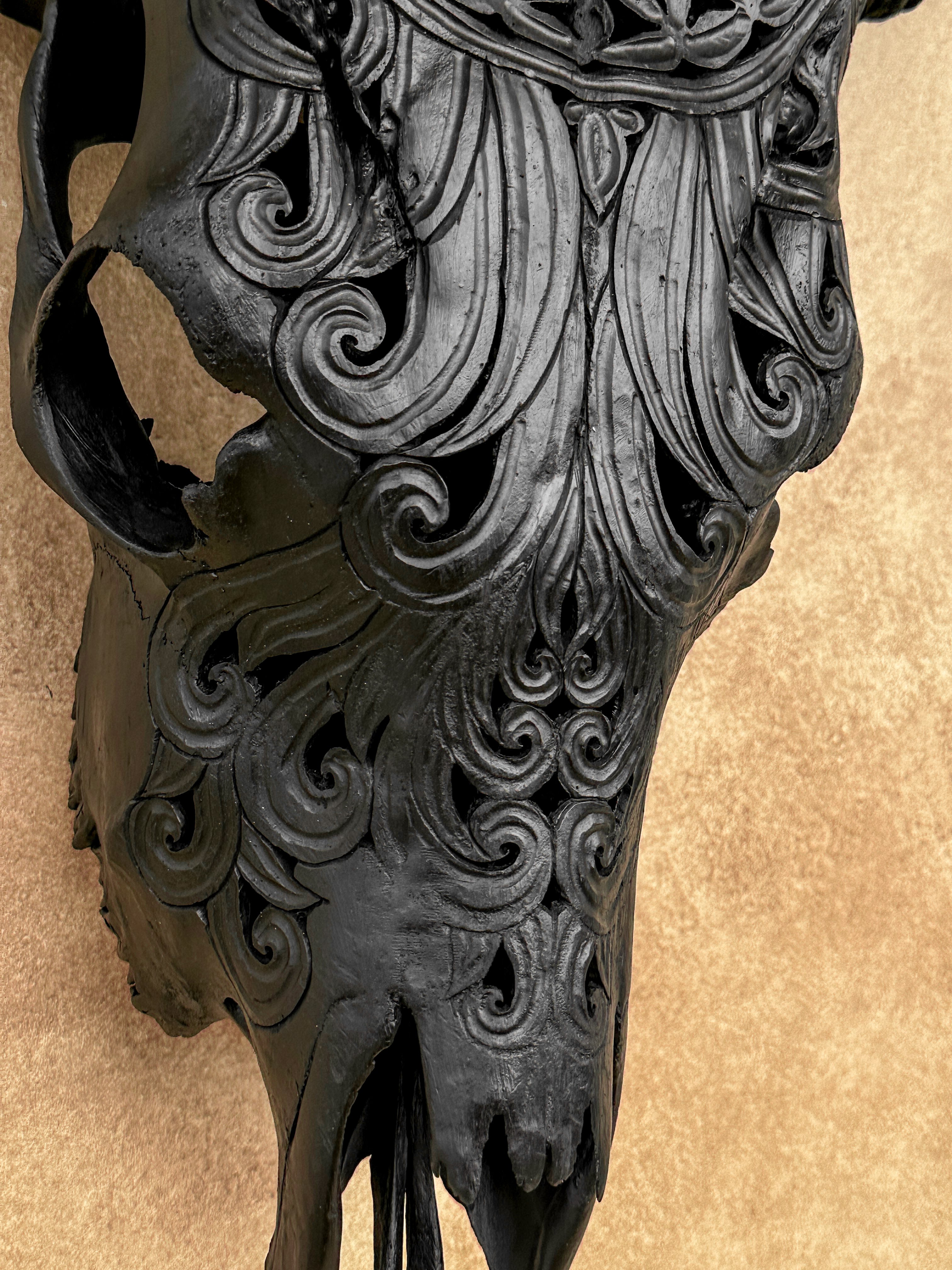 Fully carved cow skulls with Flower Of life Carving Skull,A/082