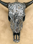 Silver Mosaic Cow Skull | Taxidermy Wall Art for Modern Boho or Western Decor