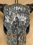 Silver Mosaic Cow Skull | Taxidermy Wall Art for Modern Boho or Western Decor