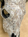 Warm White Mosaic Cow Skull | Taxidermy Wall Art for Modern Boho or Western Decor