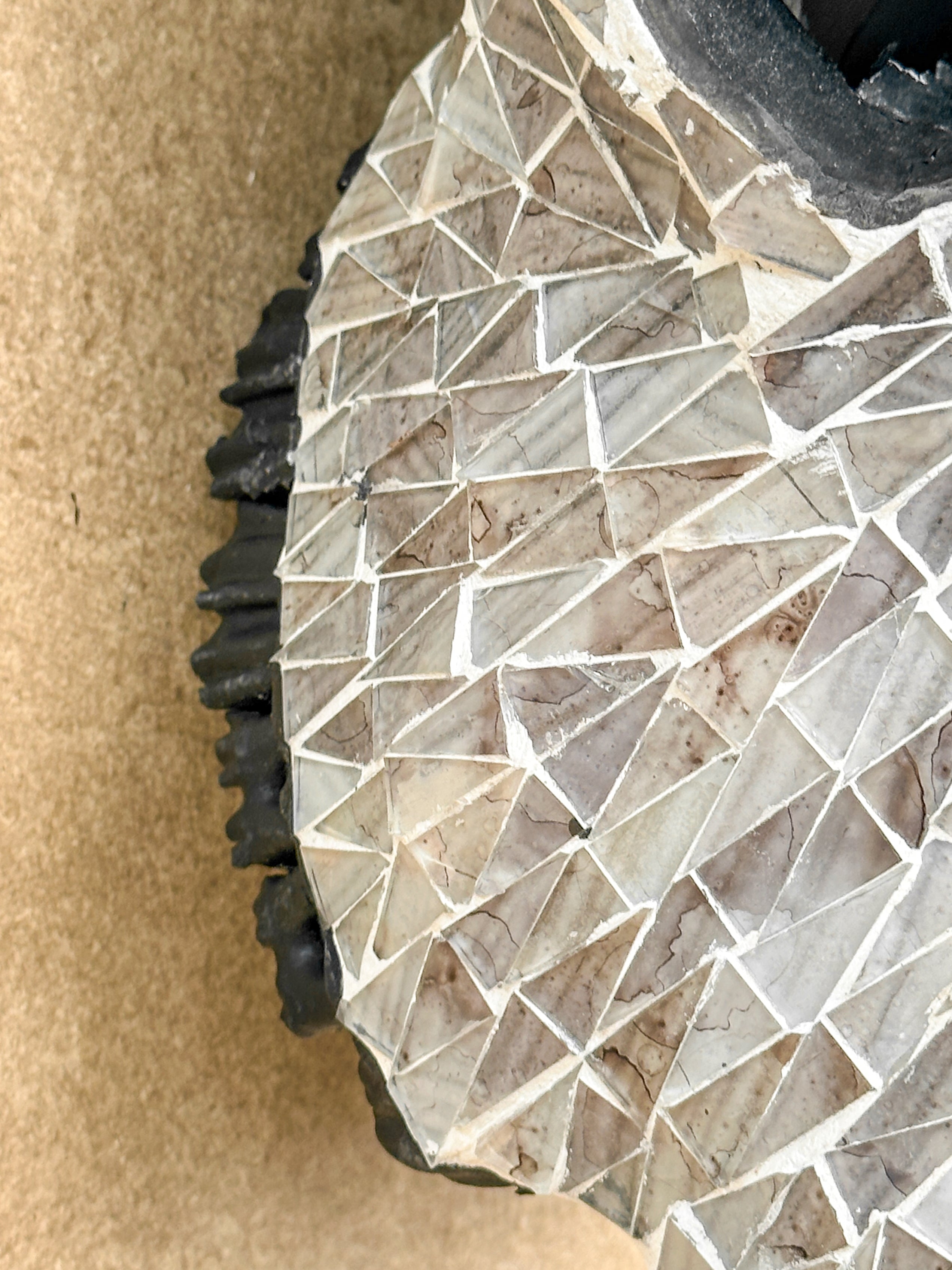 Warm White Mosaic Cow Skull | Taxidermy Wall Art for Modern Boho or Western Decor