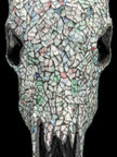 Pastel Green Mosaic Cow Skull | Taxidermy Wall Art for Modern Boho or Western Decor