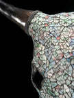 Pastel Green Mosaic Cow Skull | Taxidermy Wall Art for Modern Boho or Western Decor