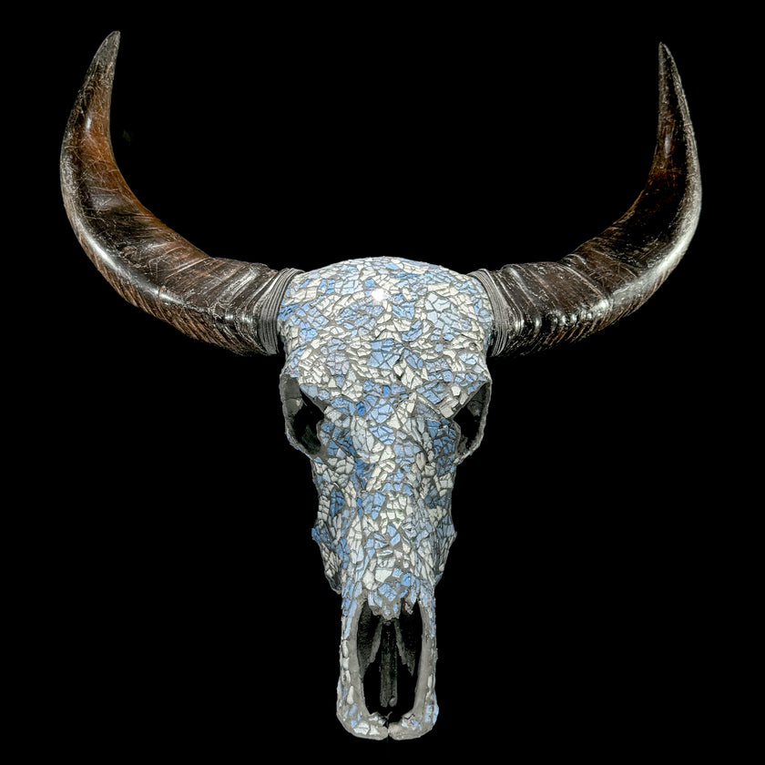 Pastel Blue Mozaic Buffalo skull | Skull,A/128