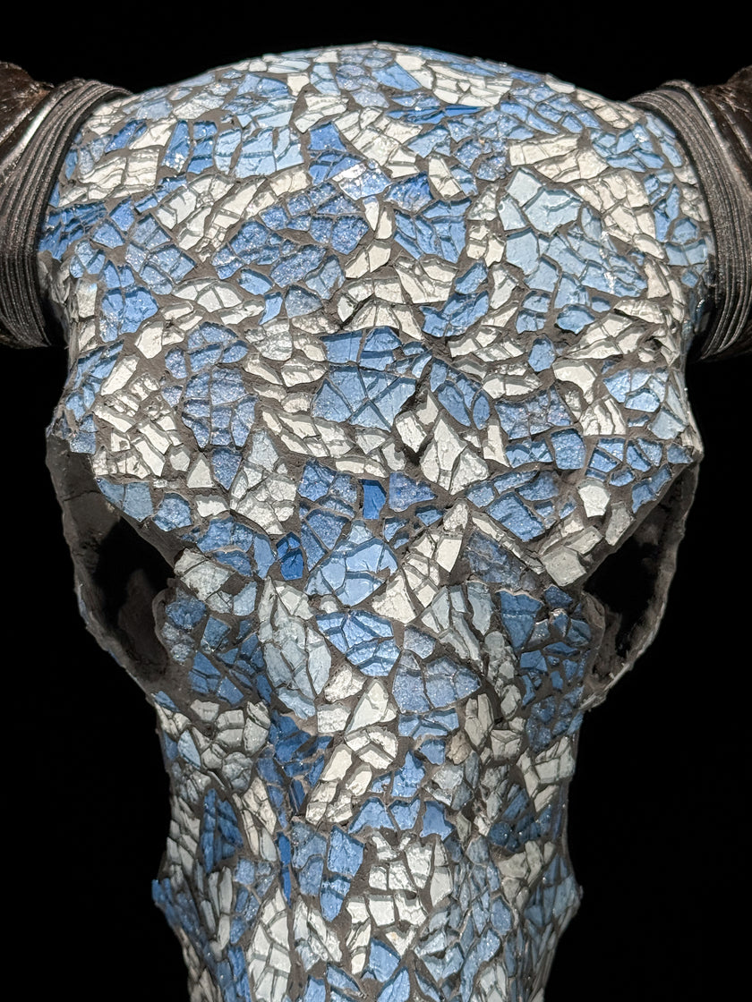 Pastel Blue Mozaic Buffalo skull | Skull,A/128