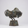 Cubist Bull Dark Rusty Patinated on a Base Large