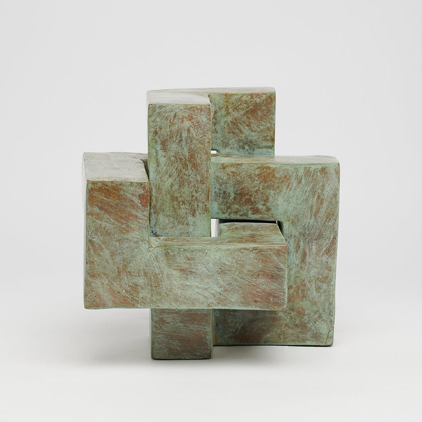 Puzzle Blue Patinated Bronze - S