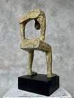 Abstract Man Contemplative Sculpture Patinated Bronze on a Base - M