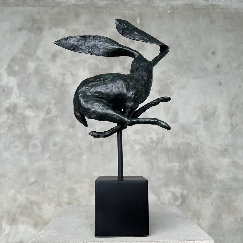 Rabbit Patinated Bronze on Stand