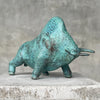 Heavy Bronze Bison Striking Green Patina