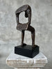 Abstract Man Contemplative Sculpture Brown Bronze on a Base - M