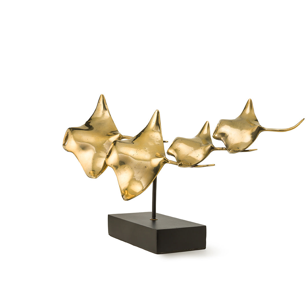 Manta Ray Family 4 Polished Bronze