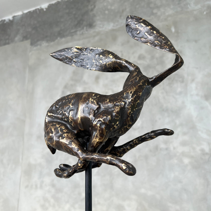 Speckled Bronze Rabbit on stand
