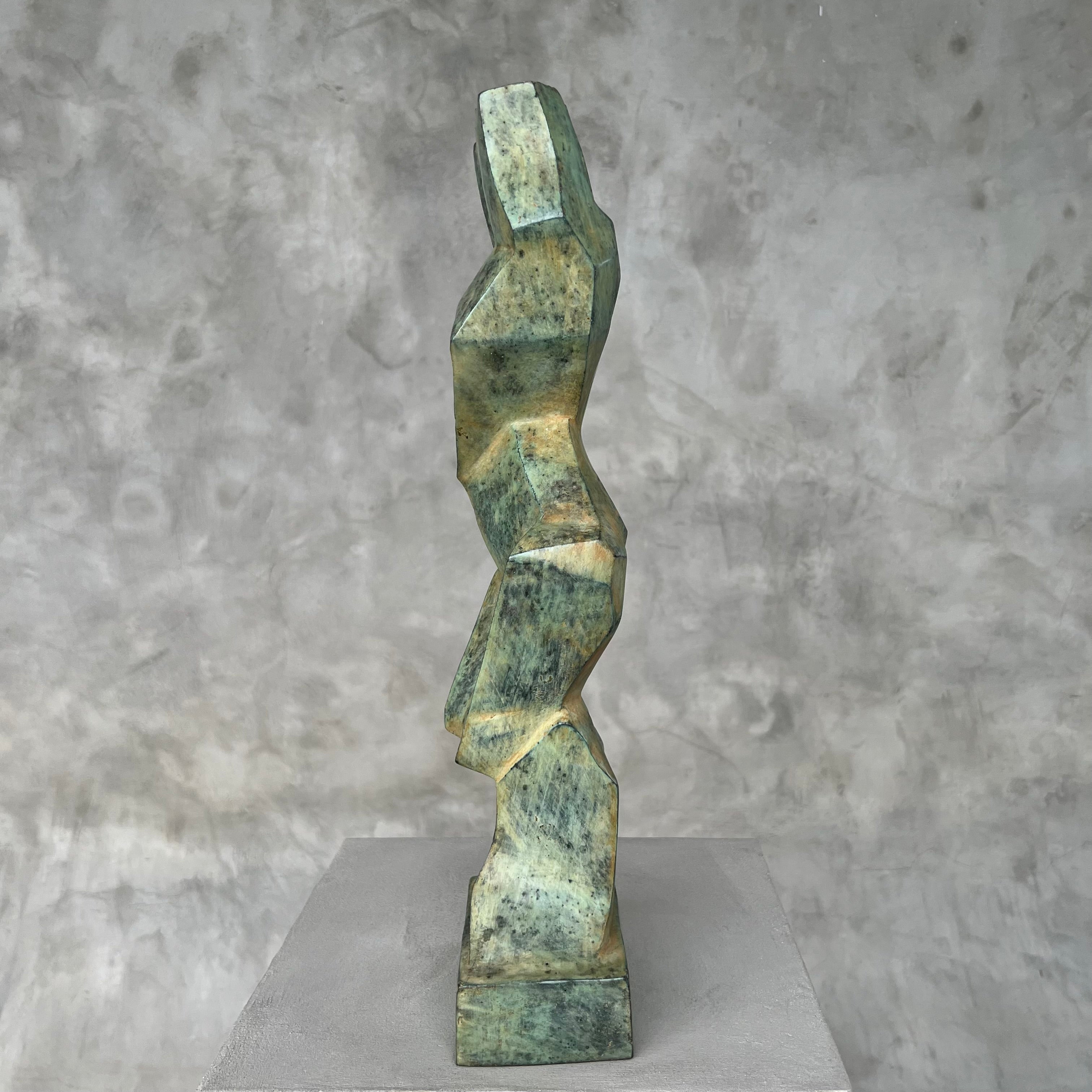 Lady Cubist Patinated Bronze Textured