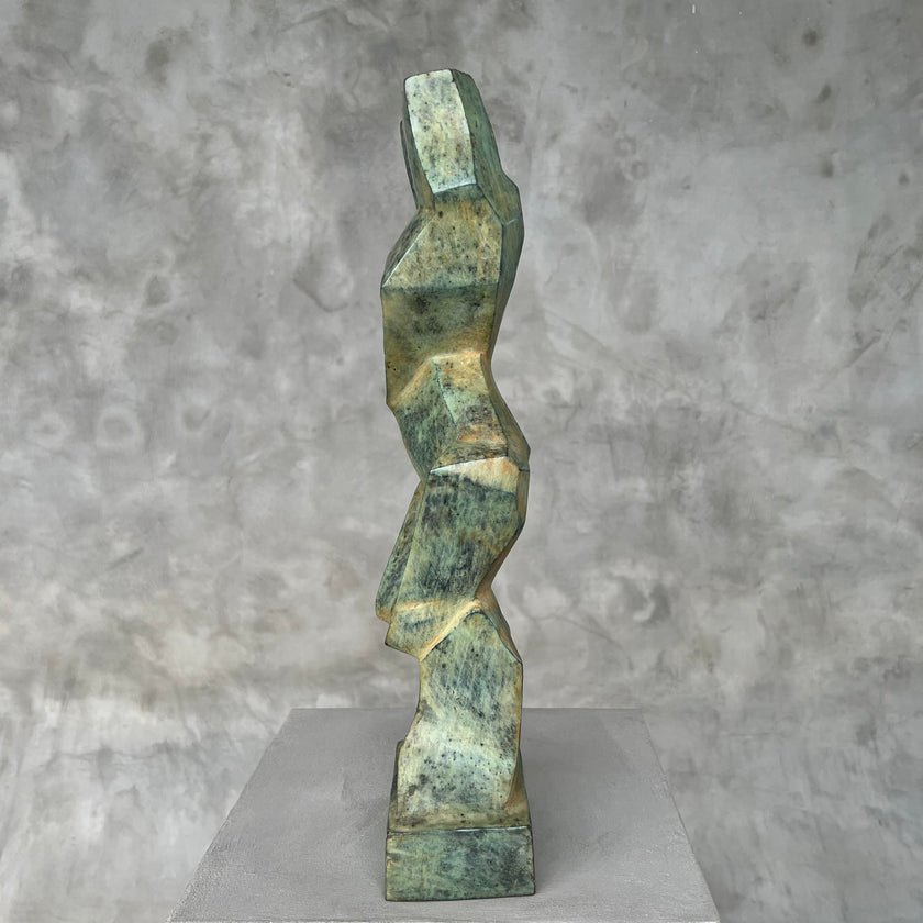 Lady Cubist Patinated Bronze Textured