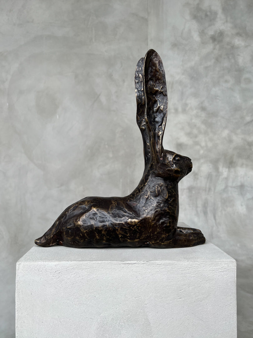 Hare Sculpture Patinated Bronze