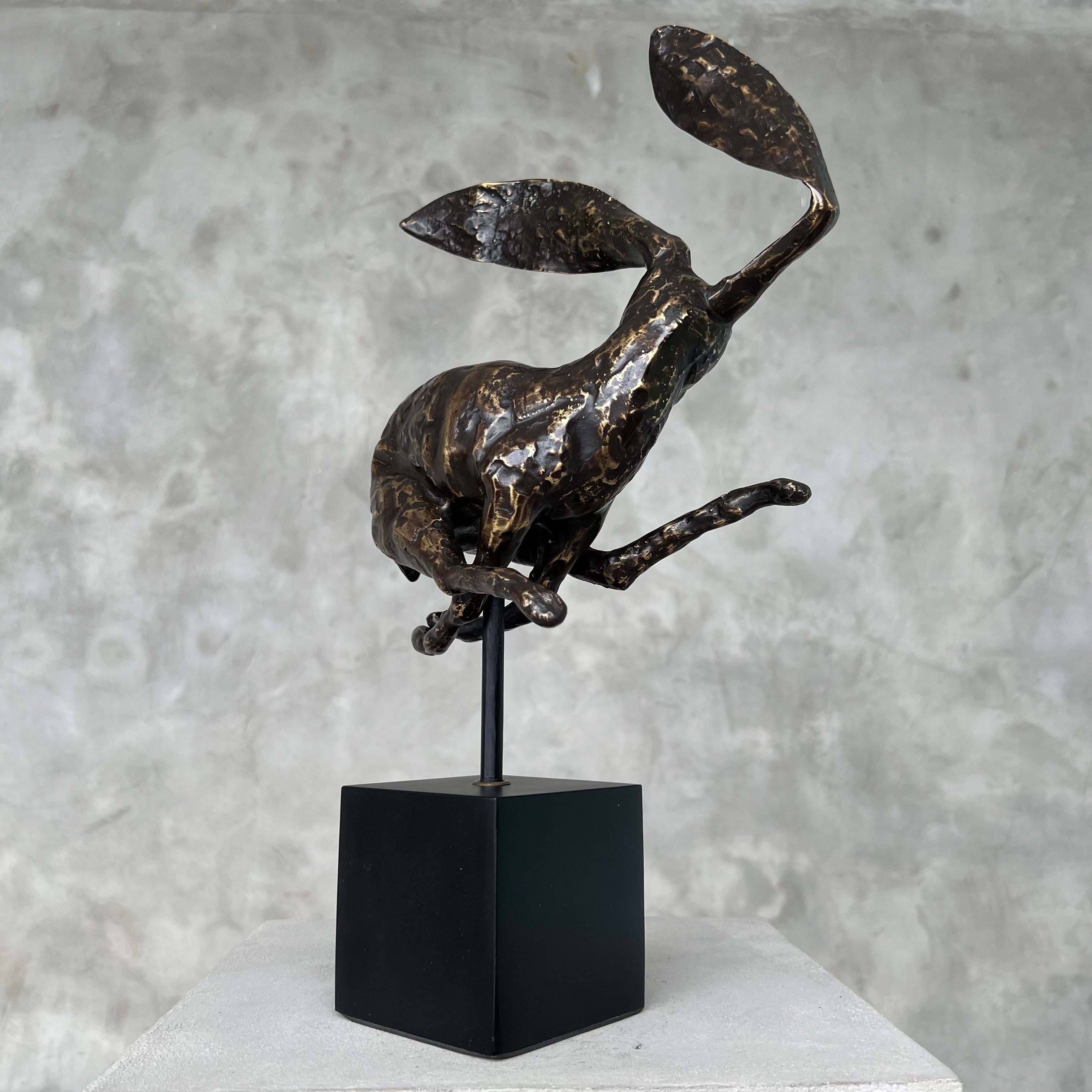 Speckled Bronze Rabbit on stand