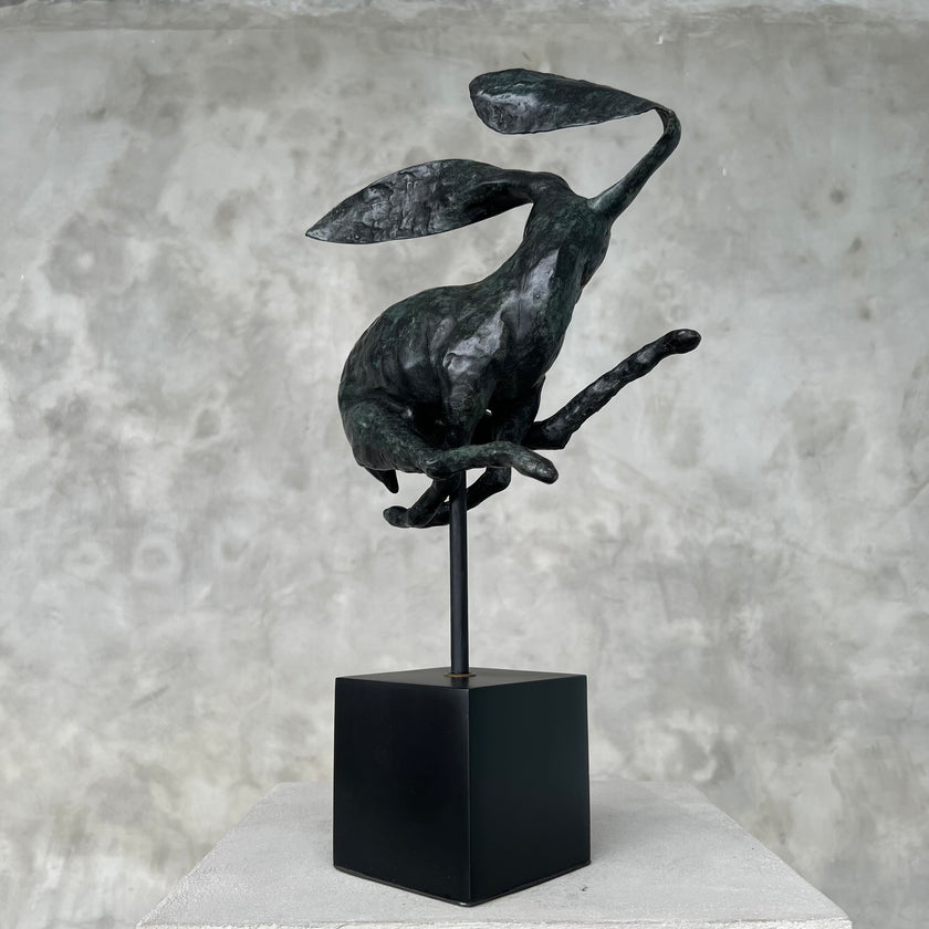 Rabbit Patinated Bronze on Stand