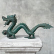 Chinese Dragon Patinated Bronze Sculpture on Stand