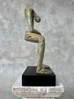 Abstract Man Contemplative Sculpture Patinated Bronze - Large