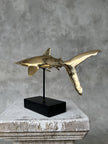 Great White Shart Polished Bronze on Stand