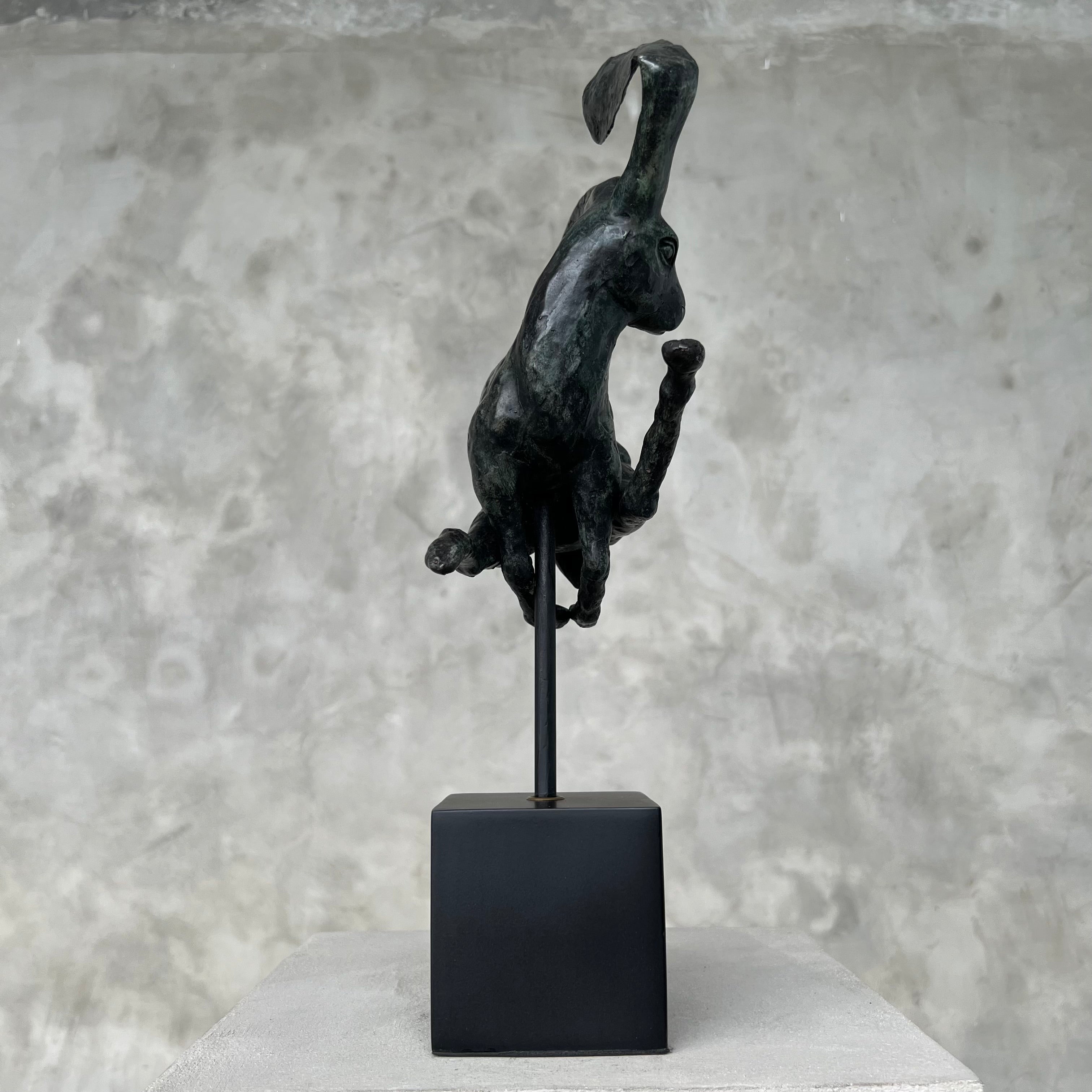 Rabbit Patinated Bronze on Stand