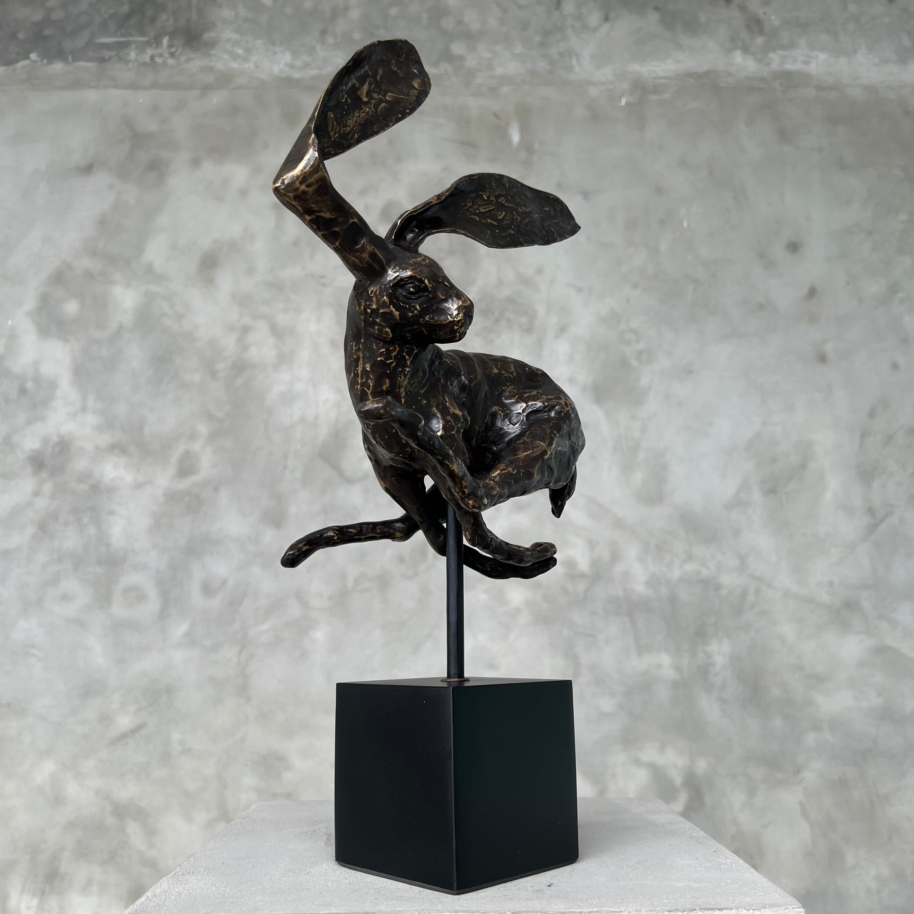 Speckled Bronze Rabbit on stand