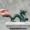 Chinese Dragon Patinated Bronze Sculpture on Stand