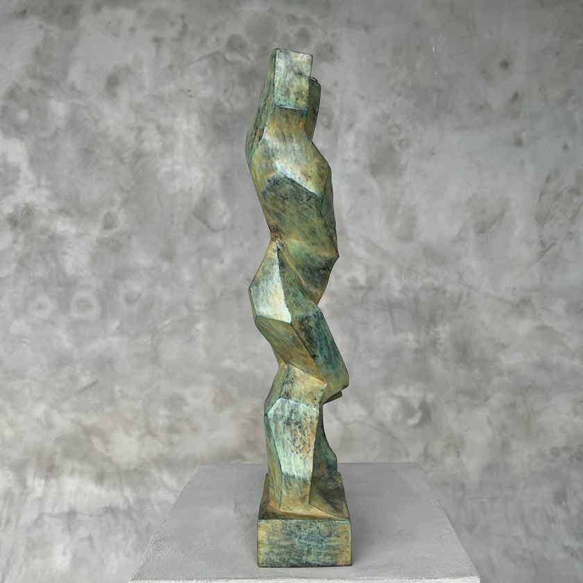 Lady Cubist Patinated Bronze Textured